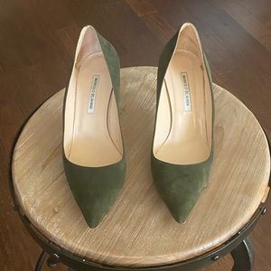 Forest green Manolo Blahnik suede heels. Great condition, 2 inch heel